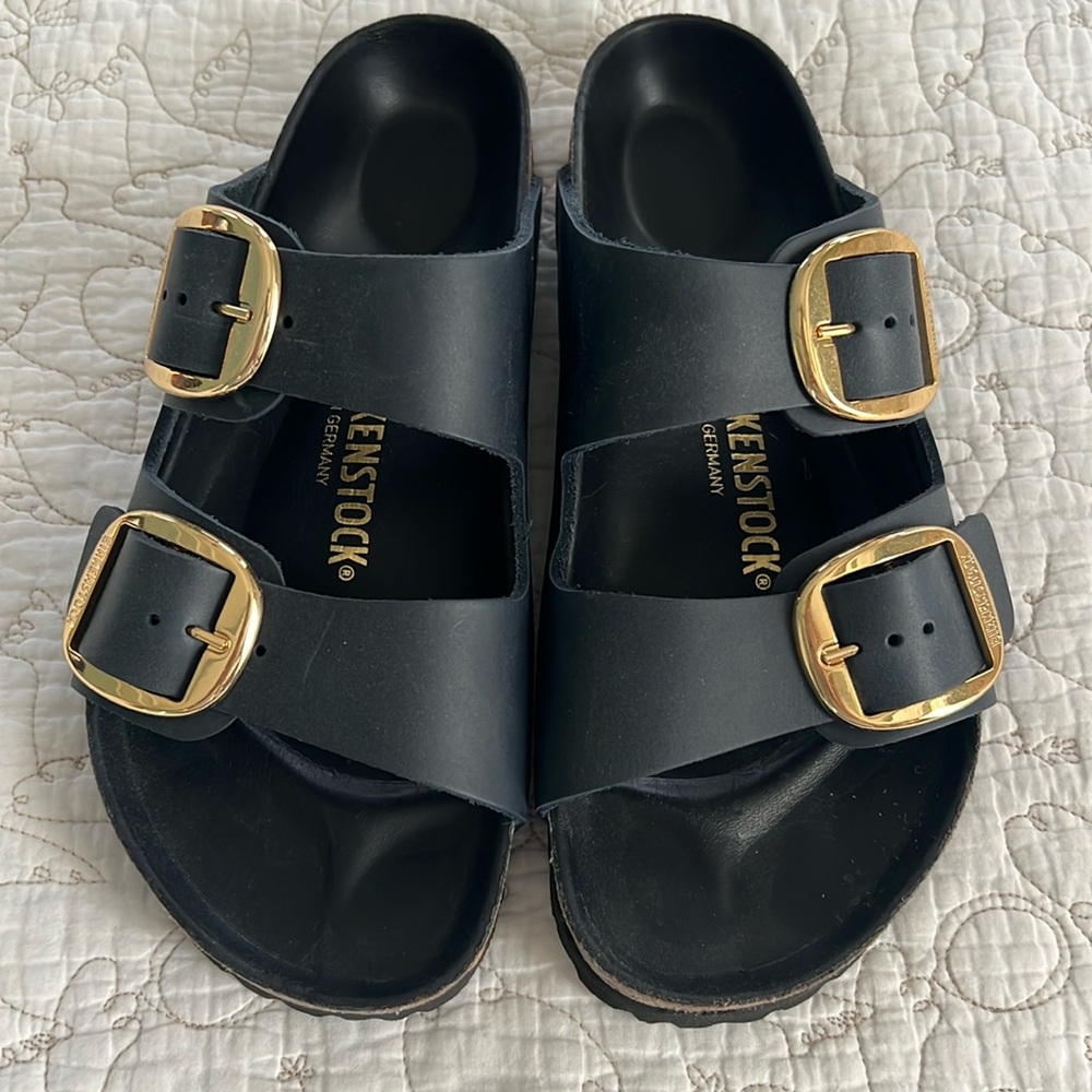 Birkenstock navy big buckle Arizona wide size 39 New